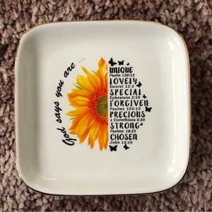 Sunflower Glass Jewelry Plate